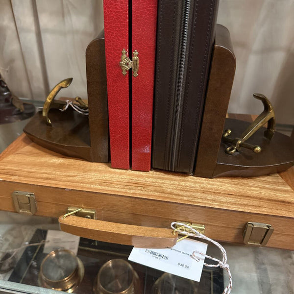 Vint Anchor Nautical Brass/Leather Bookends