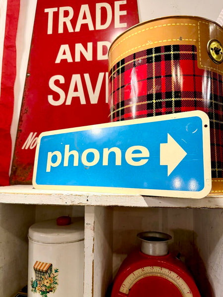 JFV ~ Vintage Bus Station double sided phone sign
