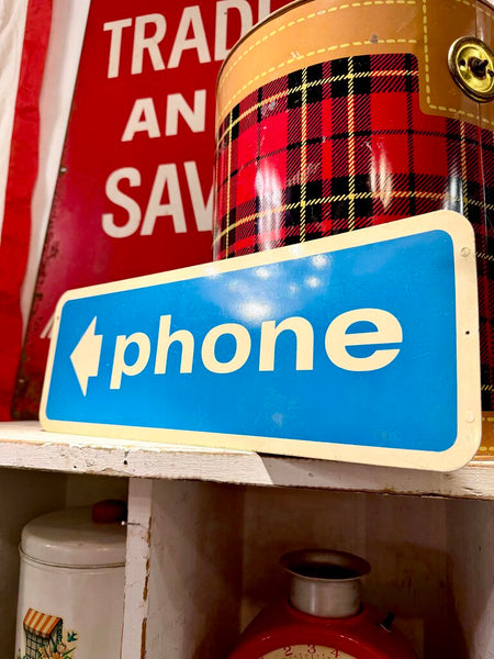 JFV ~ Vintage Bus Station double sided phone sign