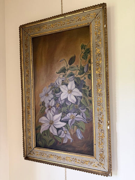 1552 Antique Violet floral painting on canvas