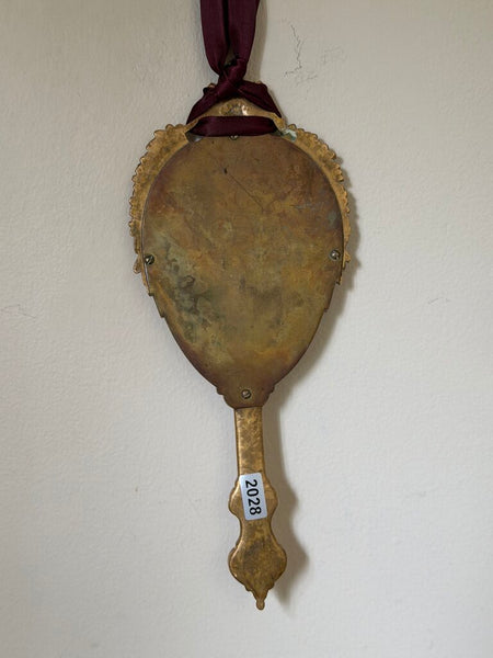 2028 Heavy Antique French Bronze Hand Mirror