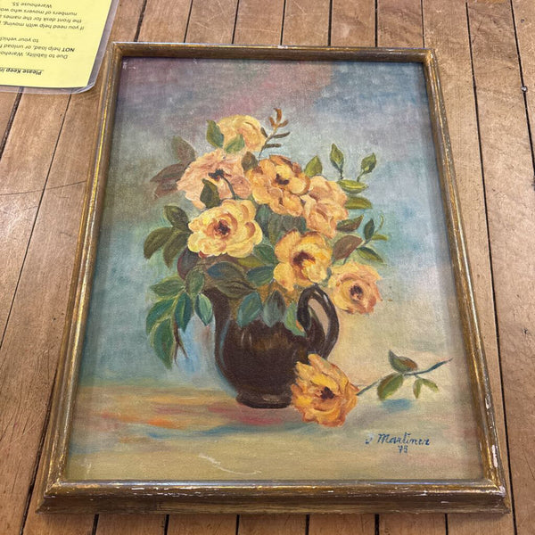 Vintage Floral Painting - Yellow Roses