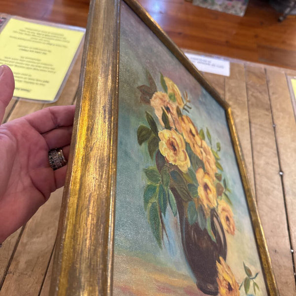 Vintage Floral Painting - Yellow Roses