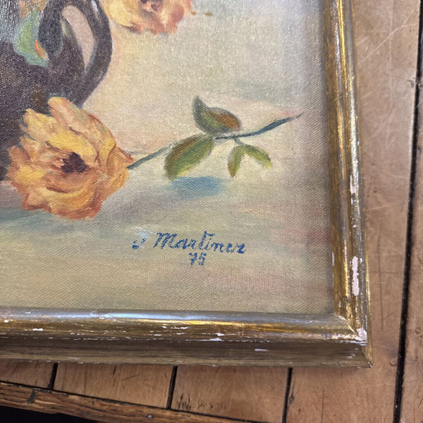 Vintage Floral Painting - Yellow Roses