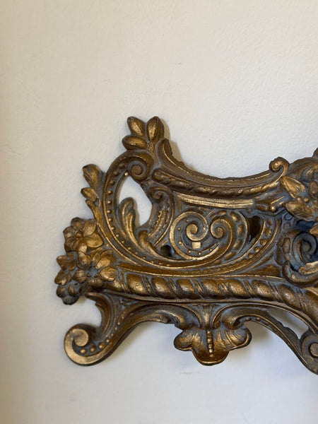 1558 Antique French Salvage Gilded Metal Pediment