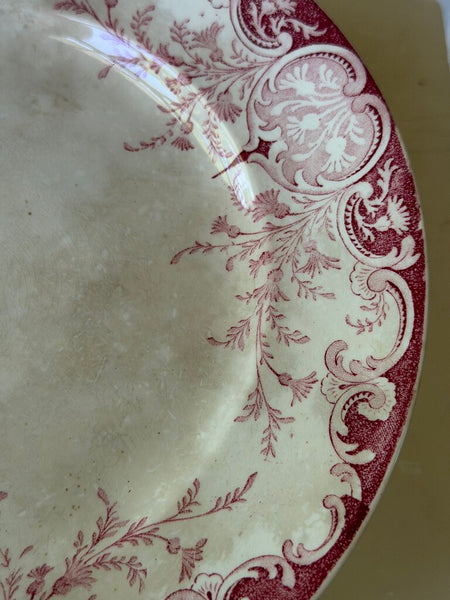 2376 French Keller & Guerin Antique Pink Transferware Pedestal Dish
