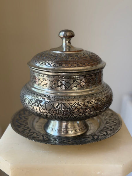 1561 Vintage silver over copper 3 piece set vessel