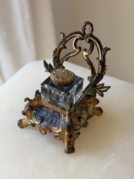 1566 Antique French Gilded Chair Inkwell