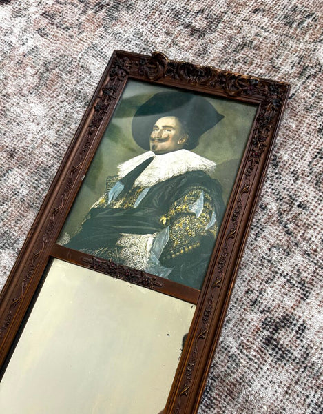 Vintage Laughing Cavalier Column Mirror (as found)