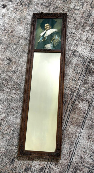 Vintage Laughing Cavalier Column Mirror (as found)