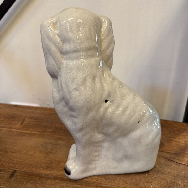 VINTAGE WHITE STAFFORDSHIRE DOG 10X8