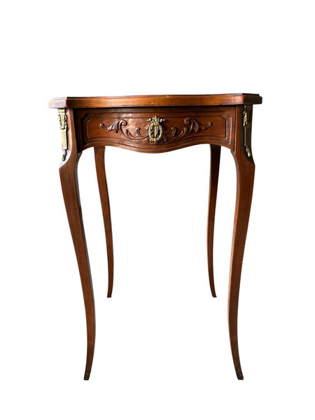 Vintage French Louis XV Inspired Table w/ Brass Detail ) 27"h x 18"