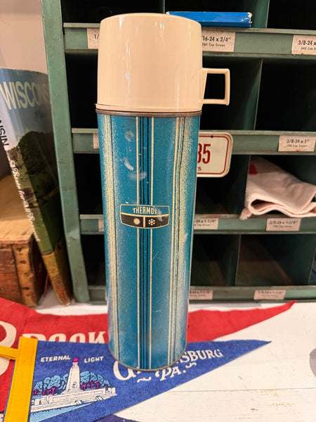 JFV ~ vintage Blue thermos ~ as is