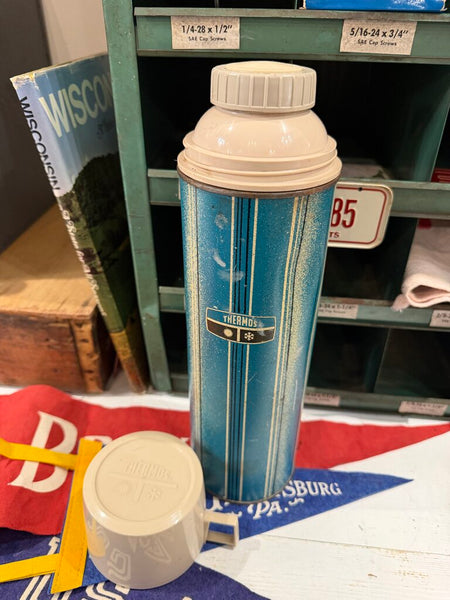 JFV ~ vintage Blue thermos ~ as is