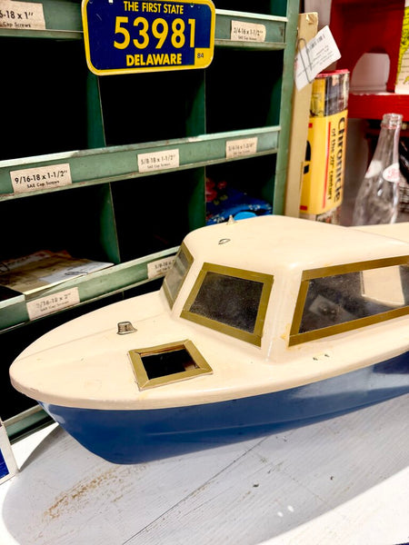 JFV ~ Vintage motorized boat sold as is
