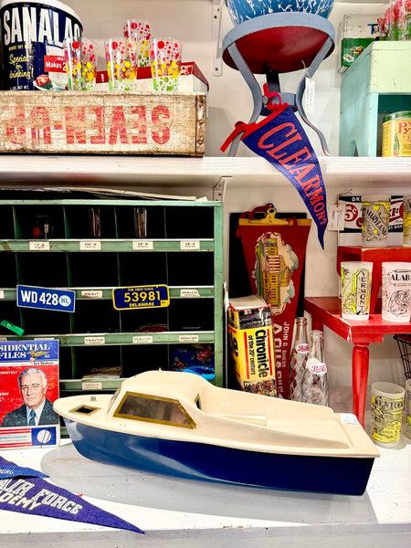 JFV ~ Vintage motorized boat sold as is