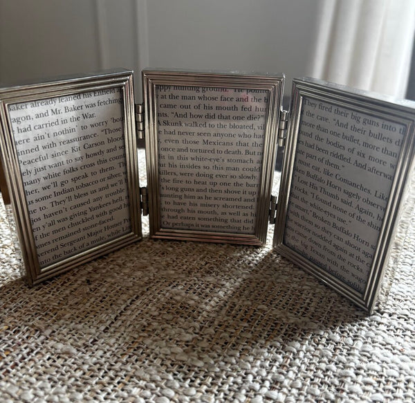 Trifold Silver Metal Picture Frame 2x3