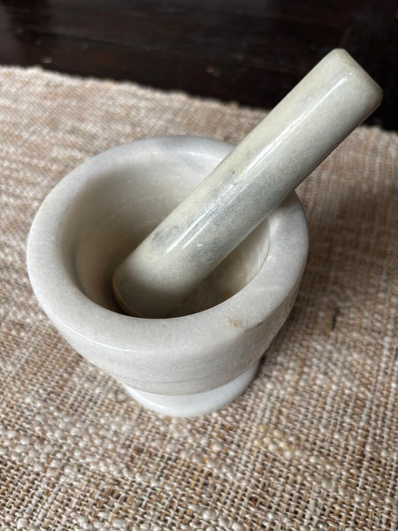 Vintage White Marble Mortar and Pestle Set
