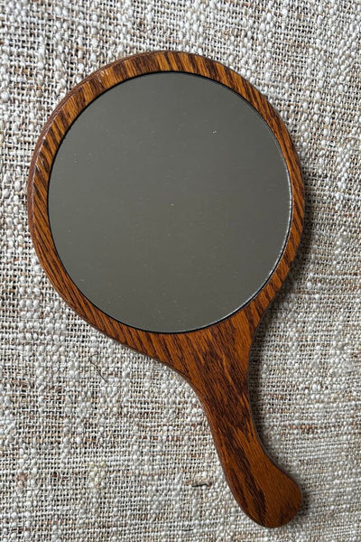 Vintage 1970's Wood Handheld Mirror