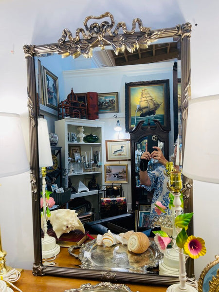Vintage Carvers Guild Mirror beveled with bow silvertone 25 1/2 in wide x 40 1/2 in high IN STORE PICK UP ONLY
