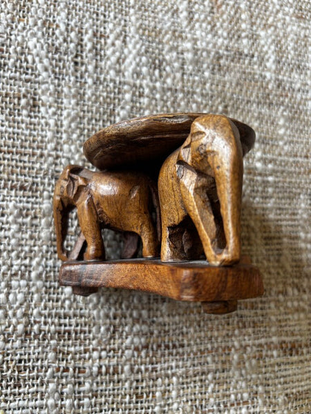 Vtg Wood Elephant Plant Stand