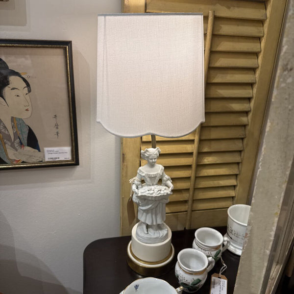 Pair of antique Figural porcelain lamps