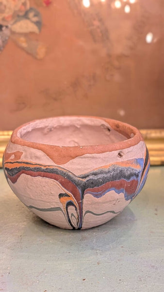Ozark roadside Pottery round hanging planter 4.5 diameter 5 inches tall