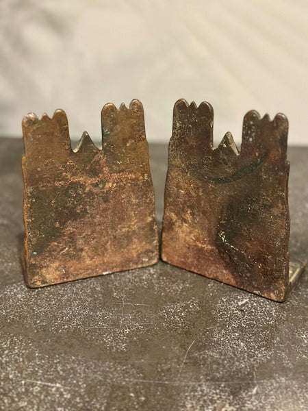 PAIR CAST IRON NOTRE DAME CATHEDRAL BOOKENDS, FABULOUS PATINA