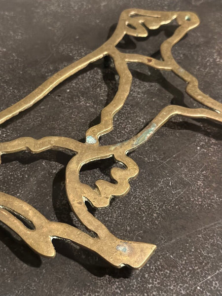 BRASS COW TRIVET 10" X 6 1/2"