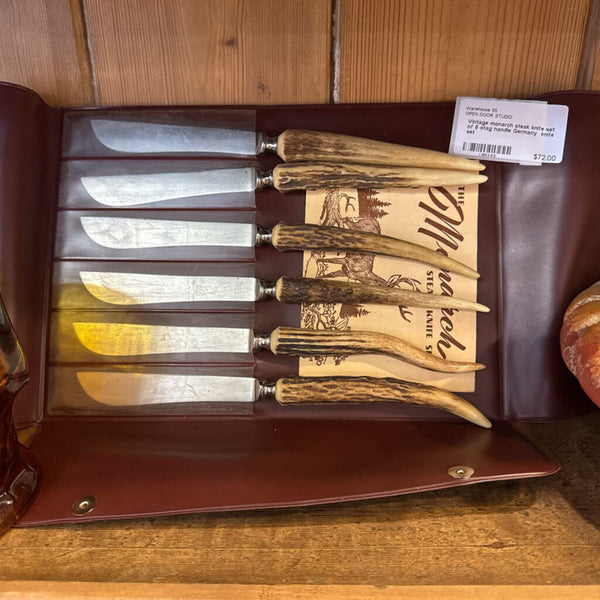 Vintage monarch steak knife set of 6 stag handle Germany knife set