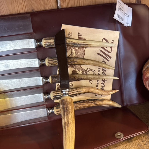 Vintage monarch steak knife set of 6 stag handle Germany knife set
