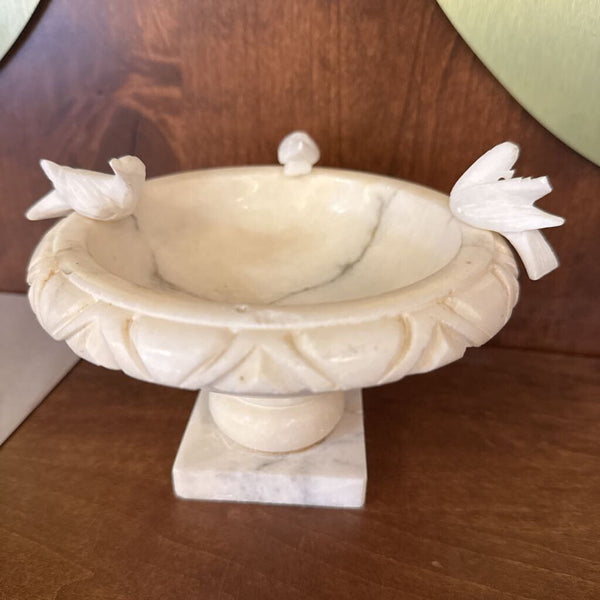 Alabaster bird bath 3 birds base has been repaired 4" x 6"