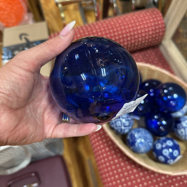 Vintage Hand Blown Glass Float Dark Cobalt Blue 4"