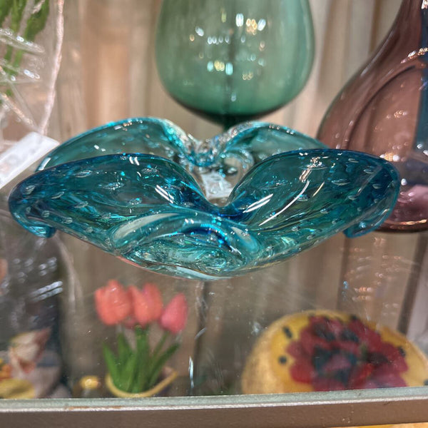 Vintage Murano Blue Art Glass Bowl
