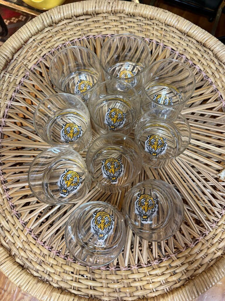 Set of Ten Painted Tiger Glasses W2288