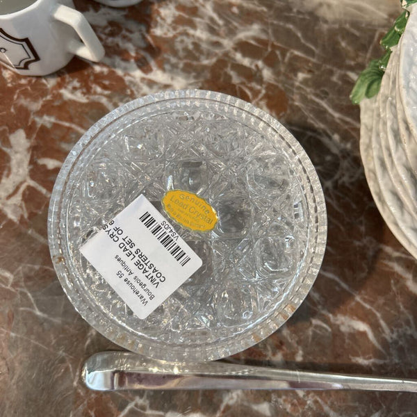 VINTAGE LEAD CRYSTAL COASTERS SET OF 6