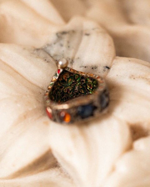 1379 Vintage Indian Multi-Stone Ring