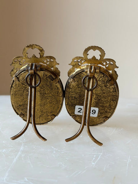 2249 Antique French Double Oval Bronze Frame w/ Wreath Detail