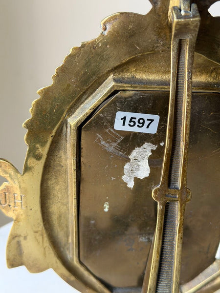 1597 Antique Oval Brass Bow Frame