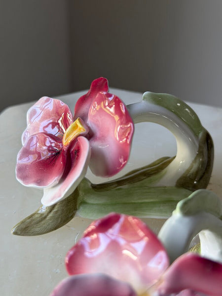 1604 set of 4 ceramic floral napkin rings