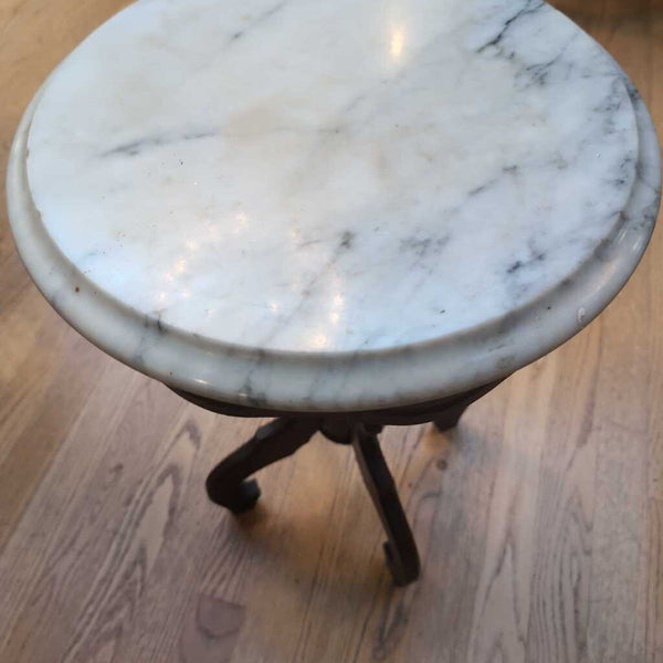 Pretty Italian Made Victorian Walnut Small Table with Marble Top 24x12