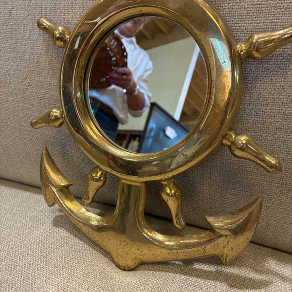 Vintage Braass Anchor Mirror 9.5 x 15
