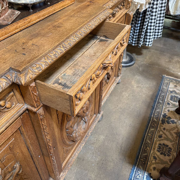 FRENCH LIBARY CABINET 72L 21.5D 94T AS FOUND IN STORE PICK UP ONLY HAS A MIDDLE DOOR, GLASS NEEDS REPLACED