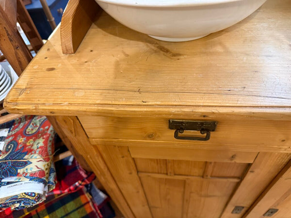 Vintage pine sideboard 41"w x 43" h x 18d repair on edge 49" with topper