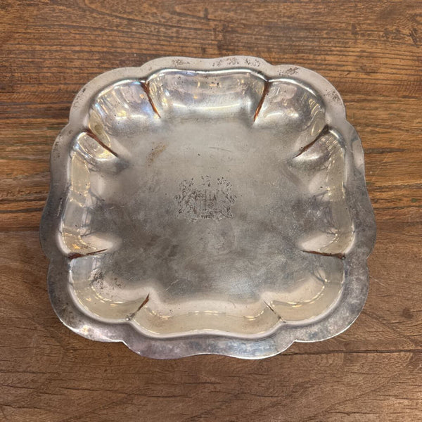 FOOTED ENGLISH SILVER DISH 7X7