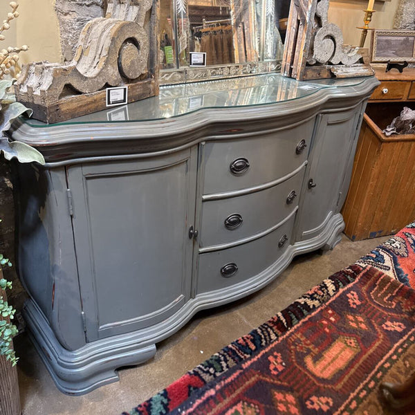 Gray Curved Buffet Glass Top 16D 37.5T 68L In Store Pick Up