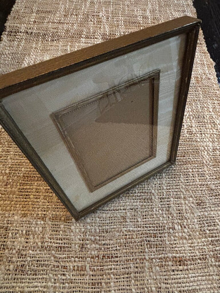 Vintage Picture Frame Gold Metal With Inner Fabric Frame 5.5x4