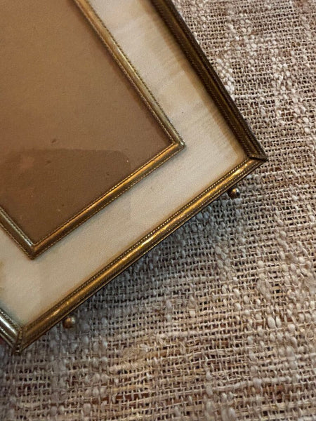 Vintage Picture Frame Gold Metal With Inner Fabric Frame 5.5x4