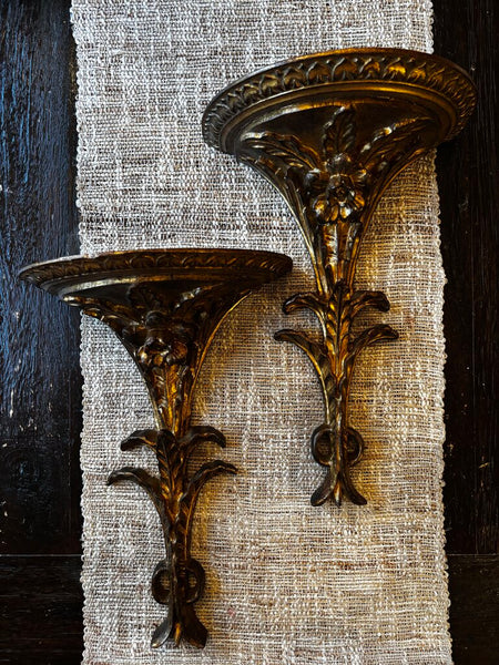 Pair of Italian Wood Gold Sconces