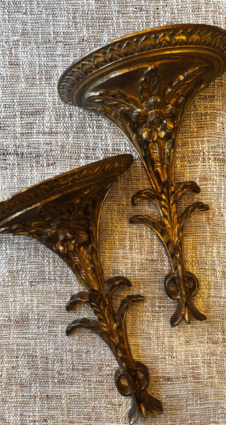 Pair of Italian Wood Gold Sconces